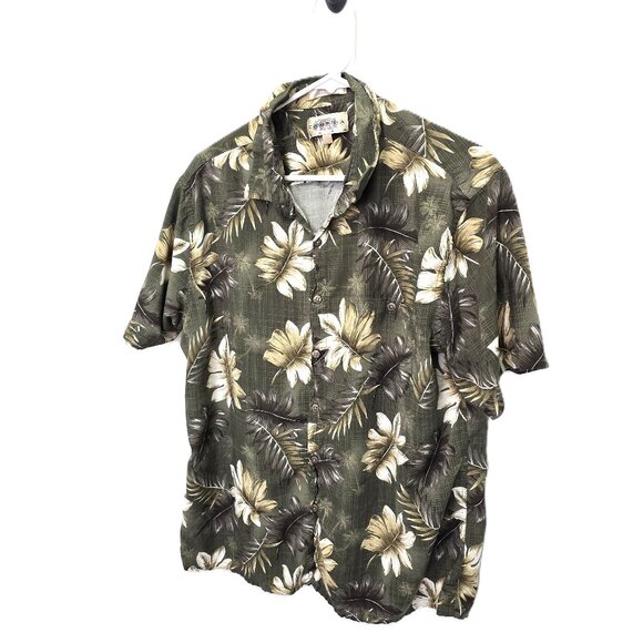 Campia Moda Mens Hawaiian Shirt Size XL Green Multicolor Floral Rayon Button Up - Picture 1 of 5
